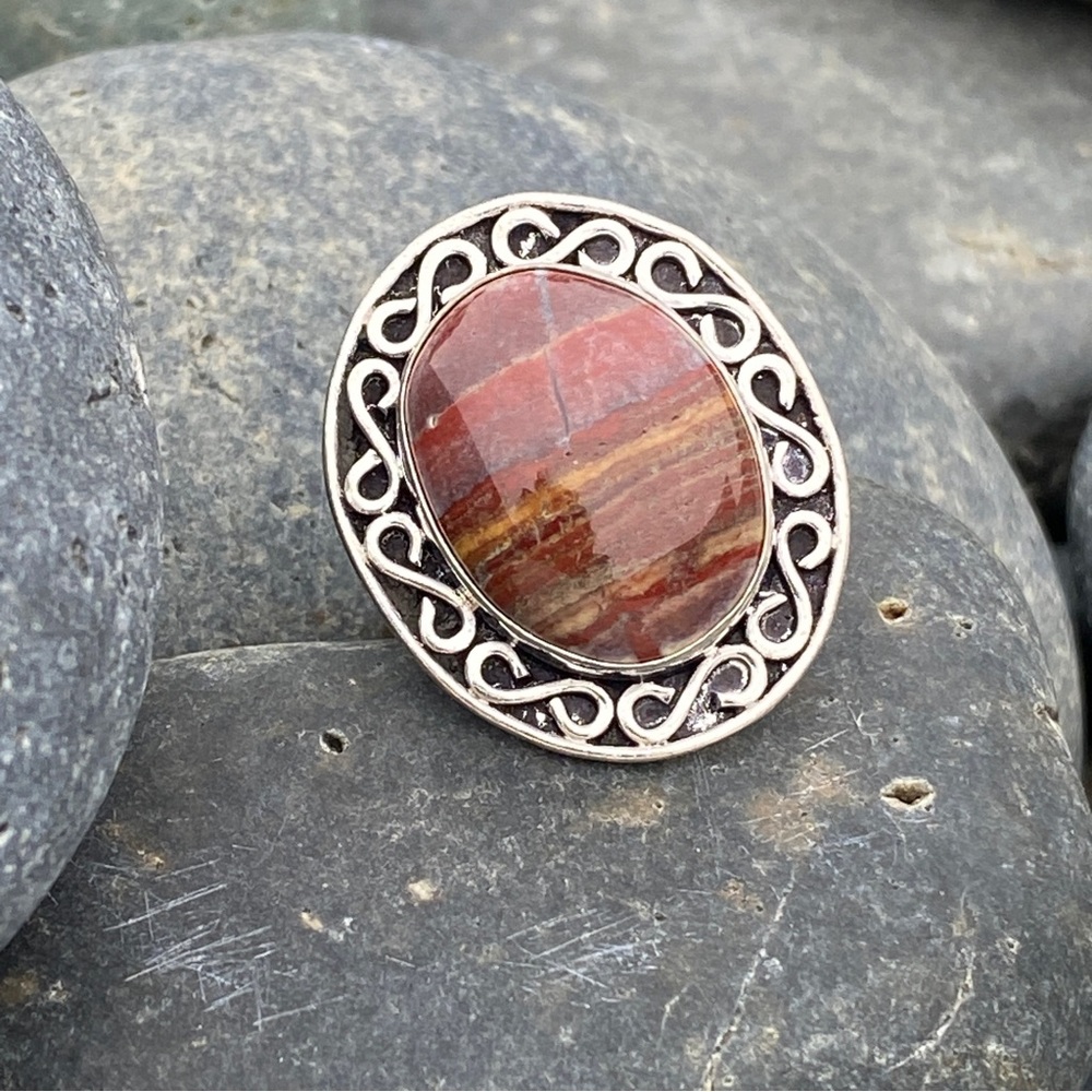 SUNDANCE jasper ring sterling silver red gemstone gem boho birthstone birthday 9